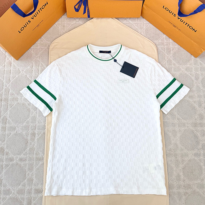 lv louis vuitton damier jacquard terry short sleeve t-shirt